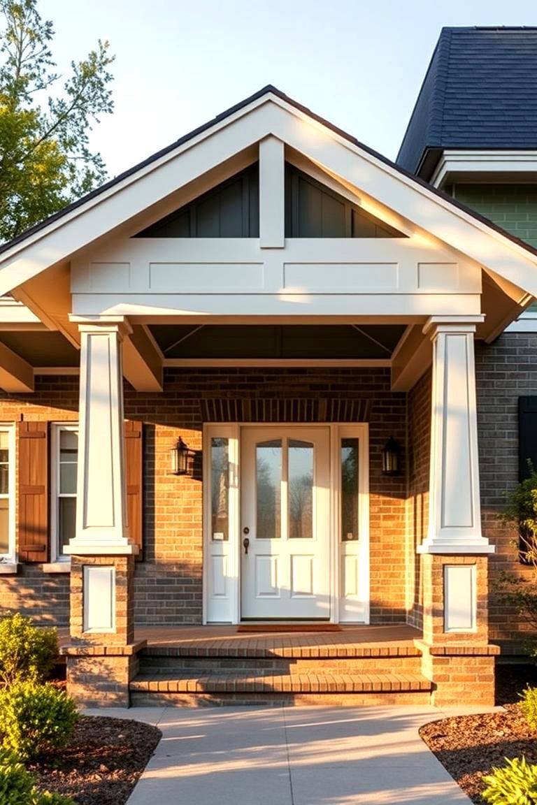 Craftsman Details with Olive Green Brick - 24 Green Brick Exterior Home Ideas