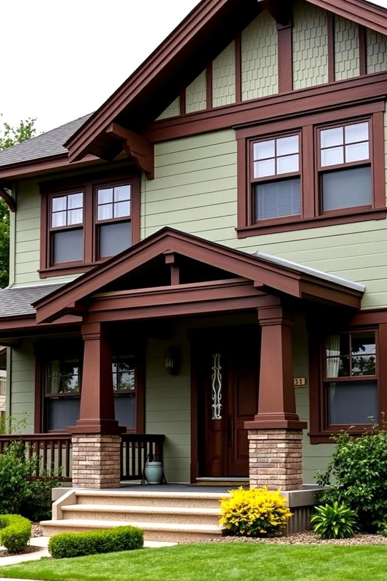 Craftsman Style Details - 24 Sage Green House With Brown Trim Ideas