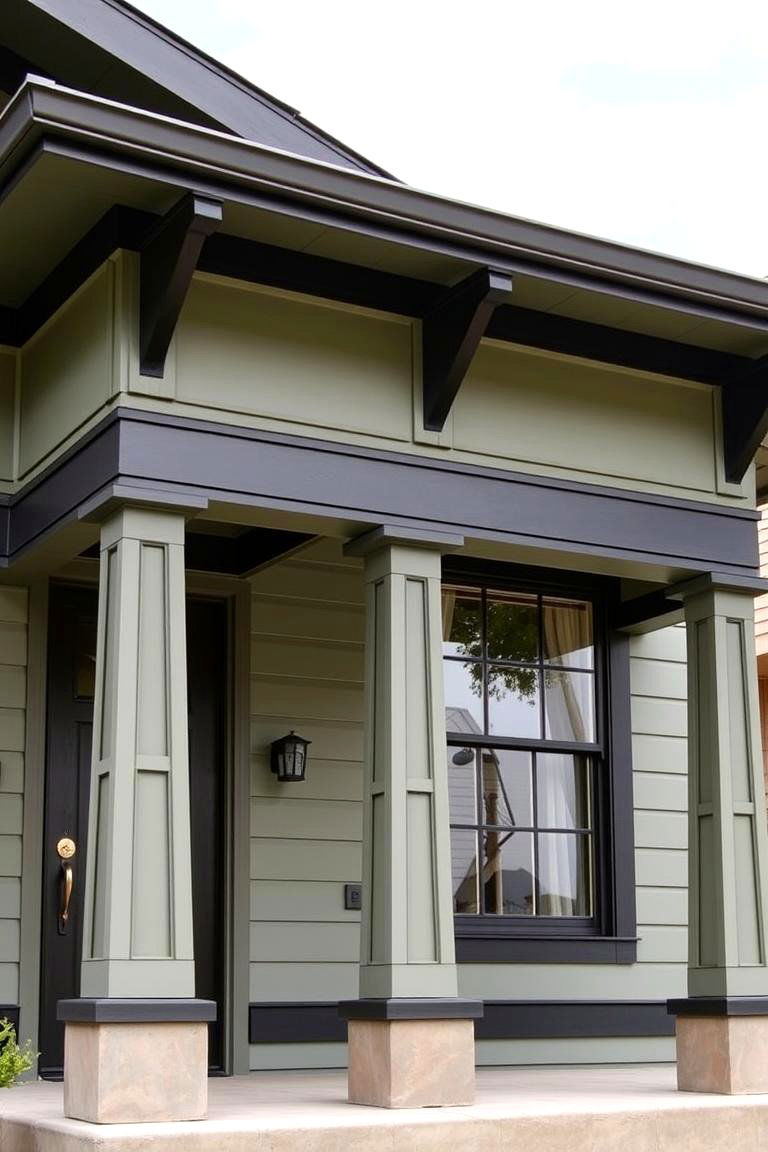 Craftsman Style Elegance - 24 Sage Green House With Black Trim Ideas