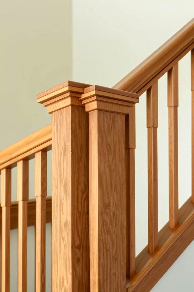 Craftsman Style Wood Railing with Intricate Details - 24 Wood Stair Railing Ideas