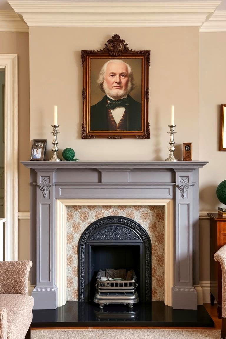 Cream Fireplace Surround with Grey Mantel - 24 Grey and Cream Living Room Ideas
