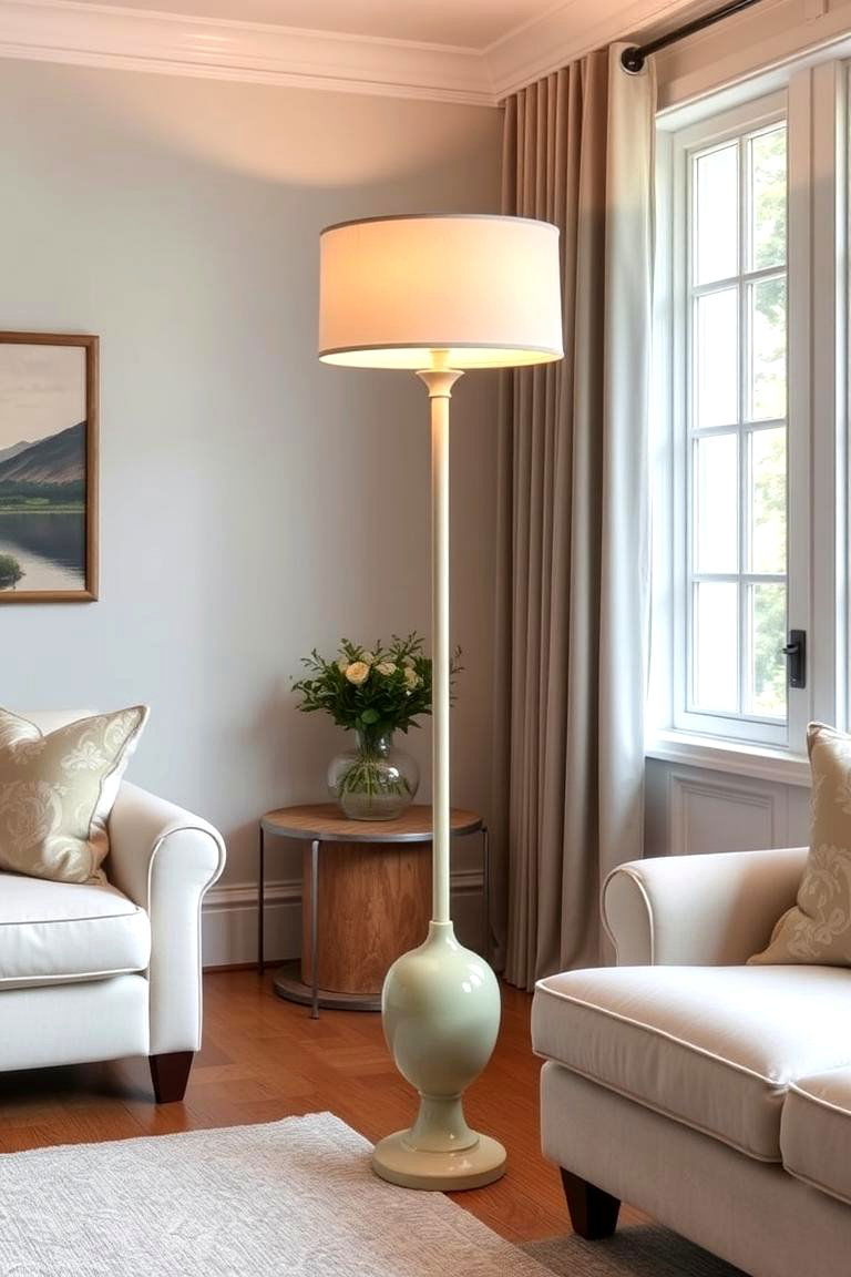 Cream Lamps with Sage Green Bases or Shades - 24 sage green and cream living room ideas