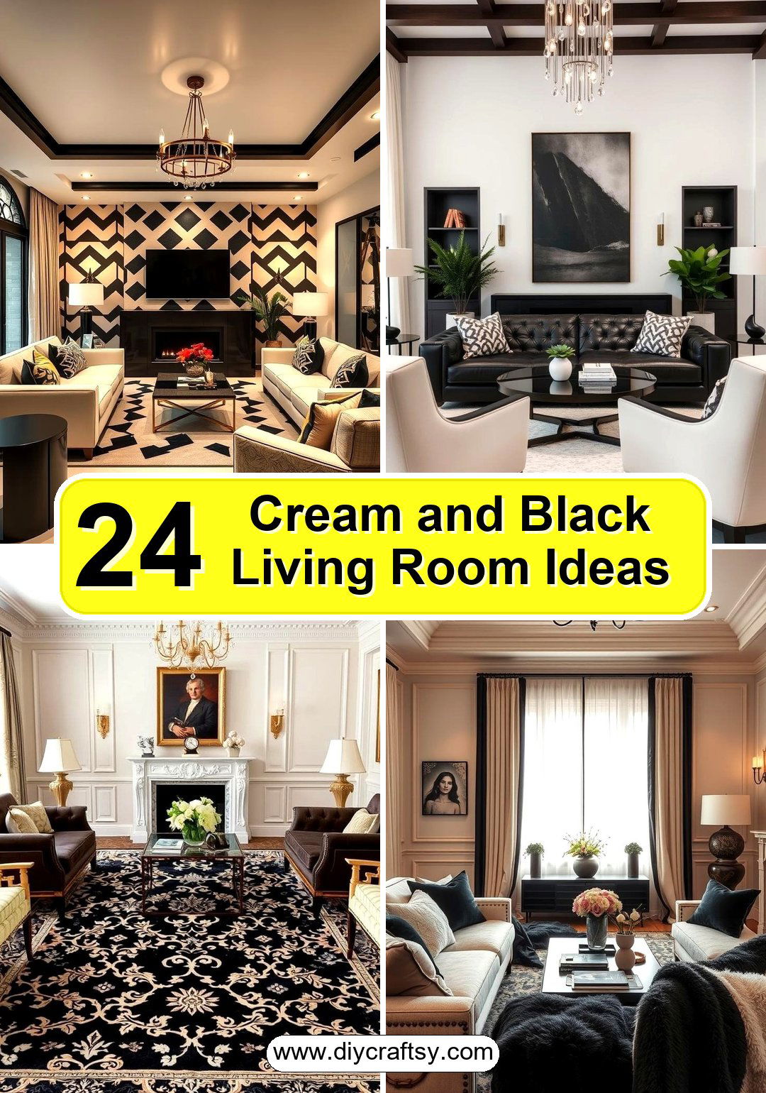 Cream and Black Living Room Ideas