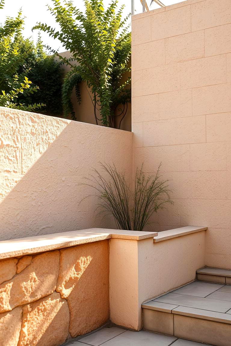 Cream and Brown Garden Walls with Texture - 24 Cream and Brown House Exterior Ideas