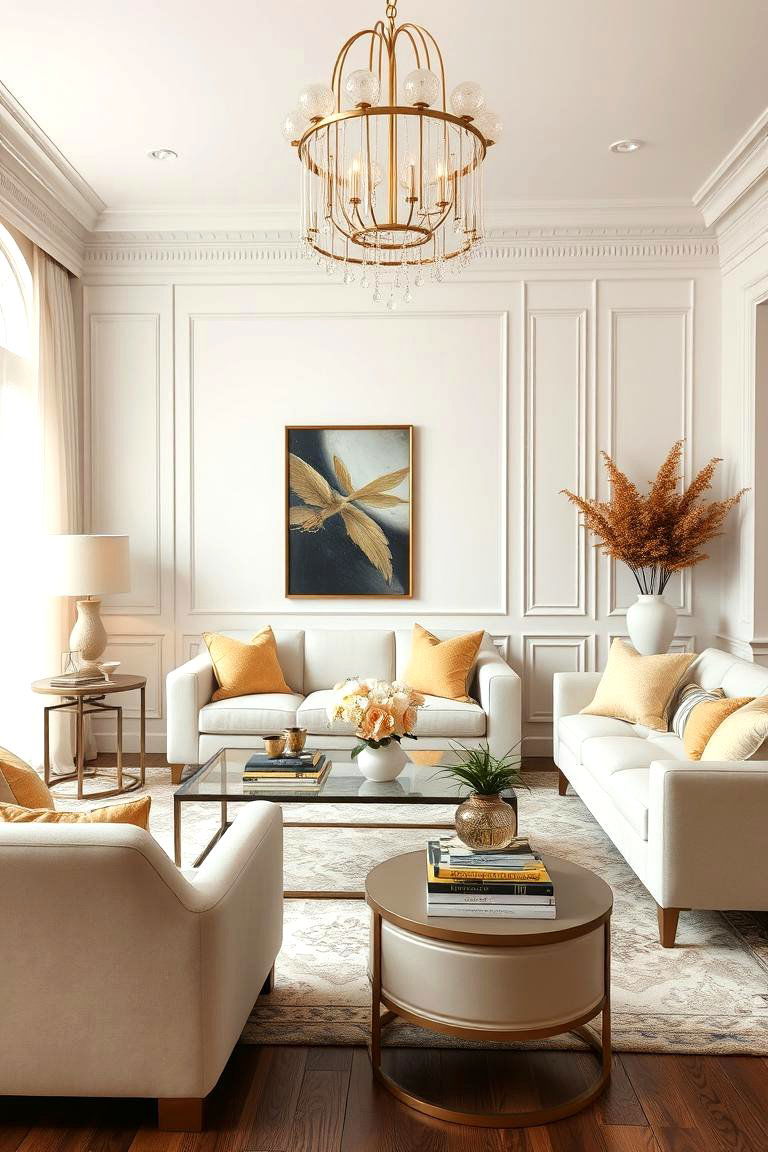Cream and Gold Accents for a Stylish Look - 24 Cream and Gold Living Room Ideas