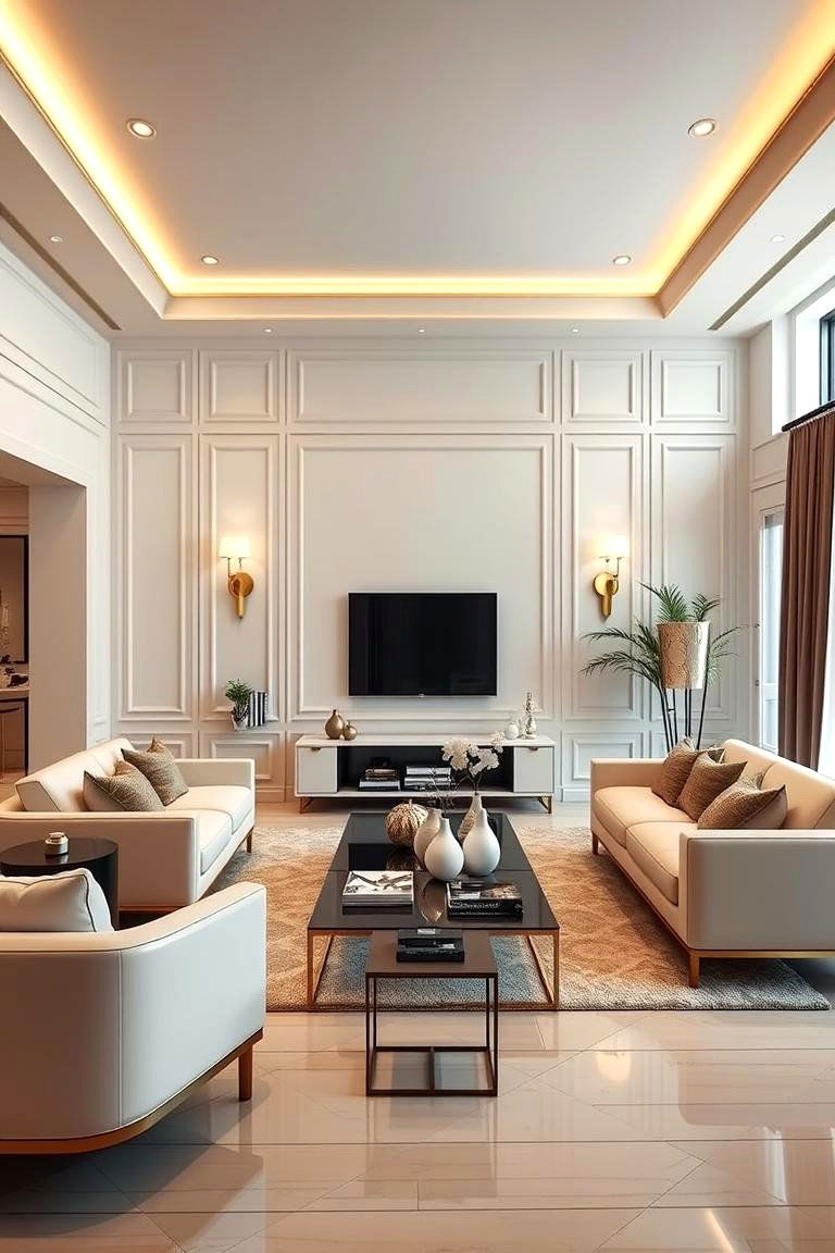 Cream and Gold Contemporary Chic - 24 Cream and Gold Living Room Ideas