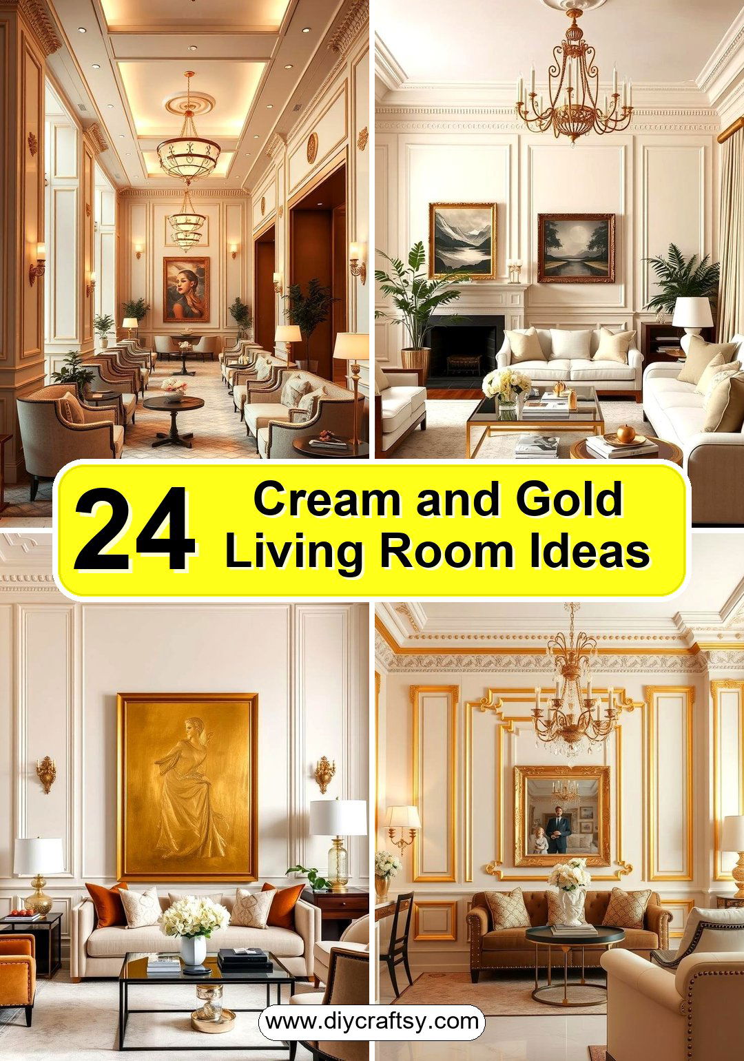 Cream and Gold Living Room Ideas