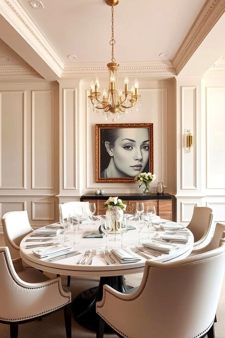 Cream with Subtle Metallic Accents - 24 Neutral Dining Room Ideas
