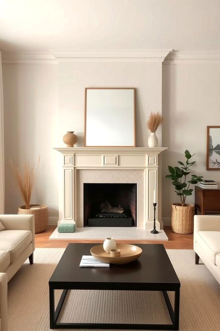 Creamy Beige Fireplace - 24 Fireplace Paint Ideas