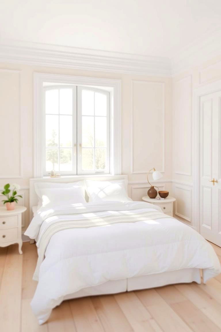 Creamy White Walls with White Accents - 24 White and Cream Bedroom Ideas