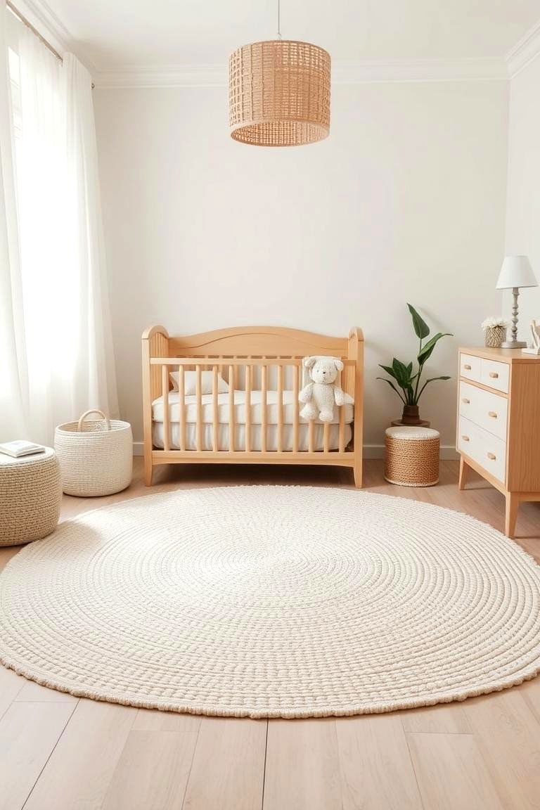 Creamy White Woven Rug - 24 Neutral Nursery Ideas
