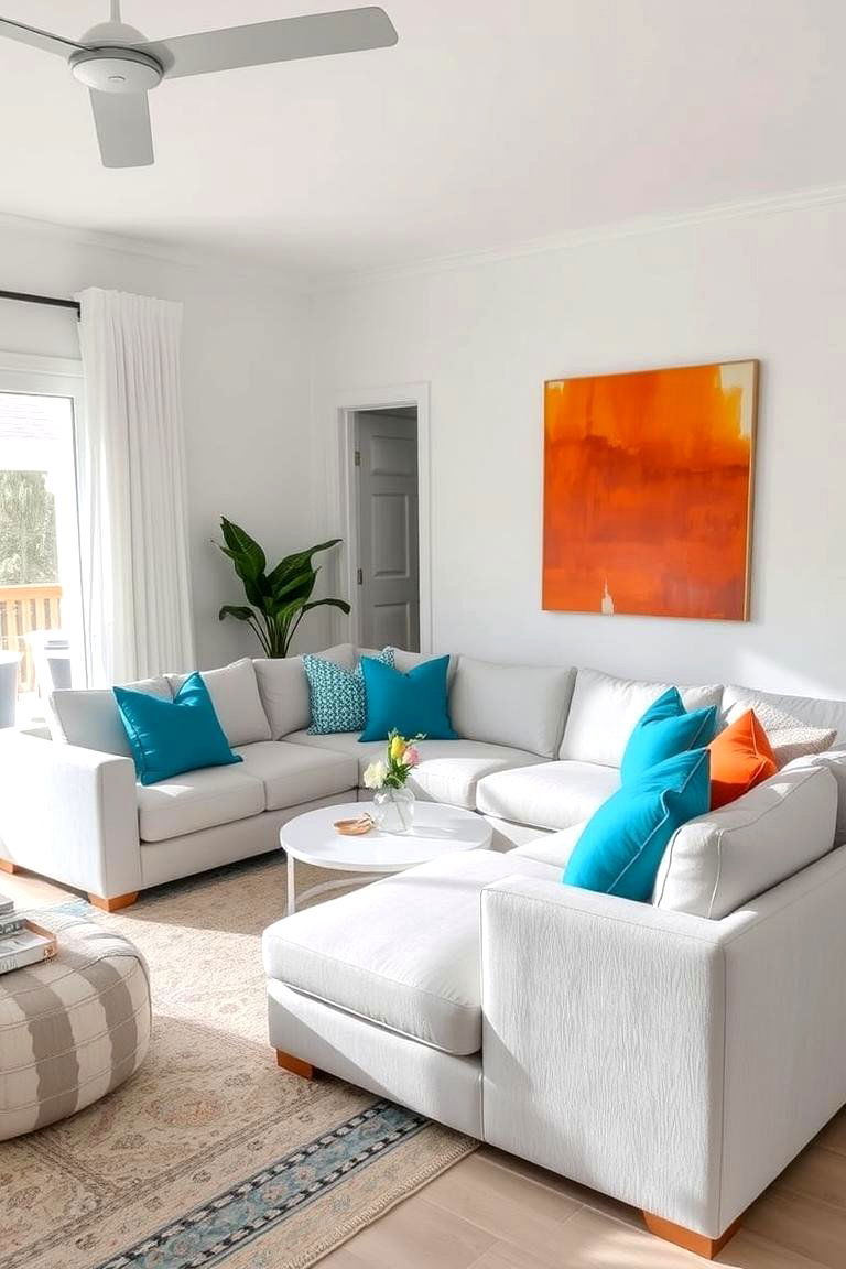 Create Balance with a Neutral Color Palette and Pops of Color - 24 Pinterest Living Room Decor Ideas