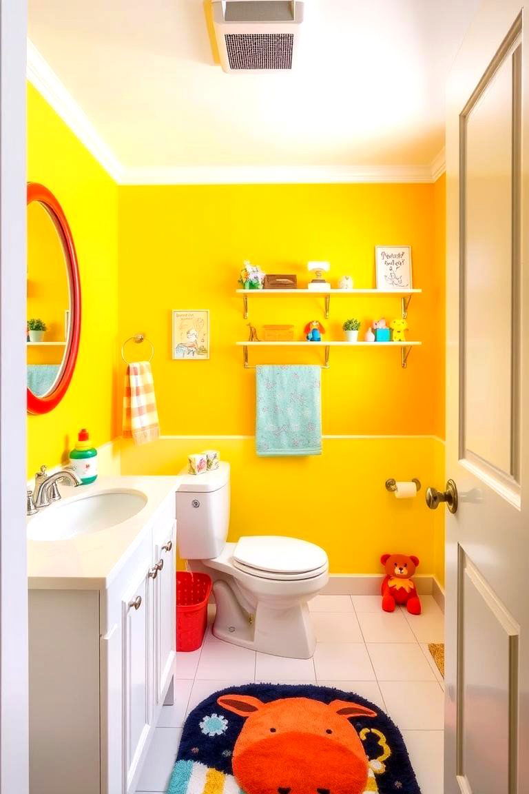 Create a Cheerful Kids Bathroom with Yellow - 24 Yellow Bathroom Ideas