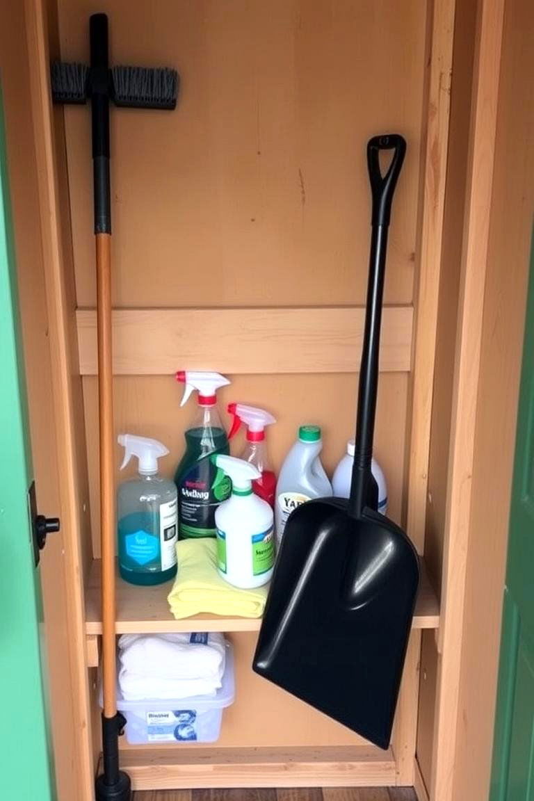 Create a Cleaning Supply Corner - 24 Shed Organization Ideas