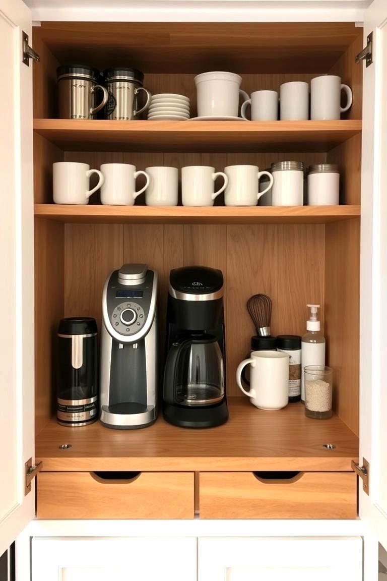 Create a Coffee Station in a Cabinet - 24 Kitchen Cabinet Organization Ideas