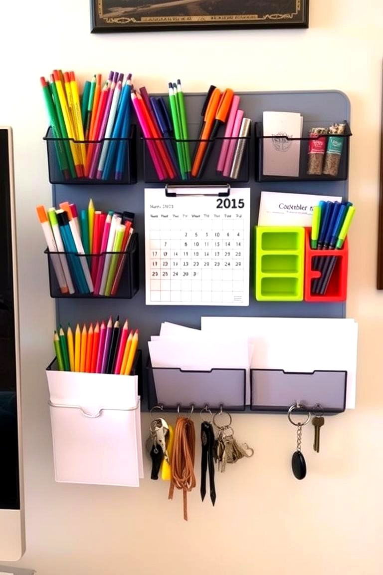 Create a Command Center with a Wall Mounted Organizer - 24 Office Storage Ideas