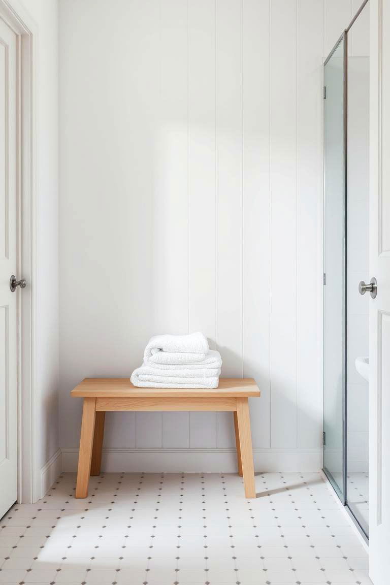 Create a Cozy Corner with a Bench - 24 Scandinavian Bathroom Ideas