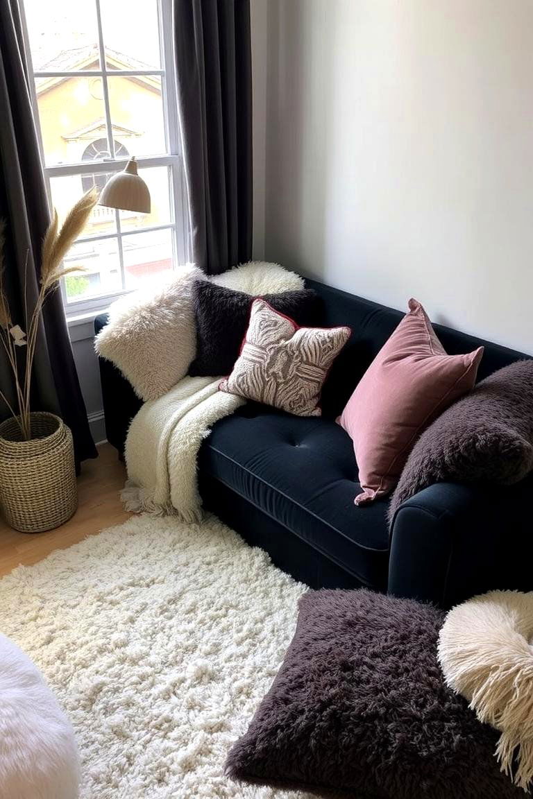 Create a Cozy Corner with a Black Couch and Soft Fabrics - 24 Living Room Ideas With Black Couches