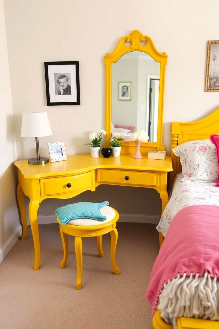 Create a Dedicated Space with a Yellow Vanity - 24 Yellow Bedroom Ideas