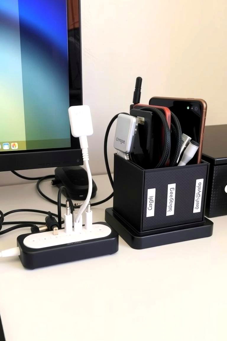 Create a Designated Charging Station - 24 Office Storage Ideas