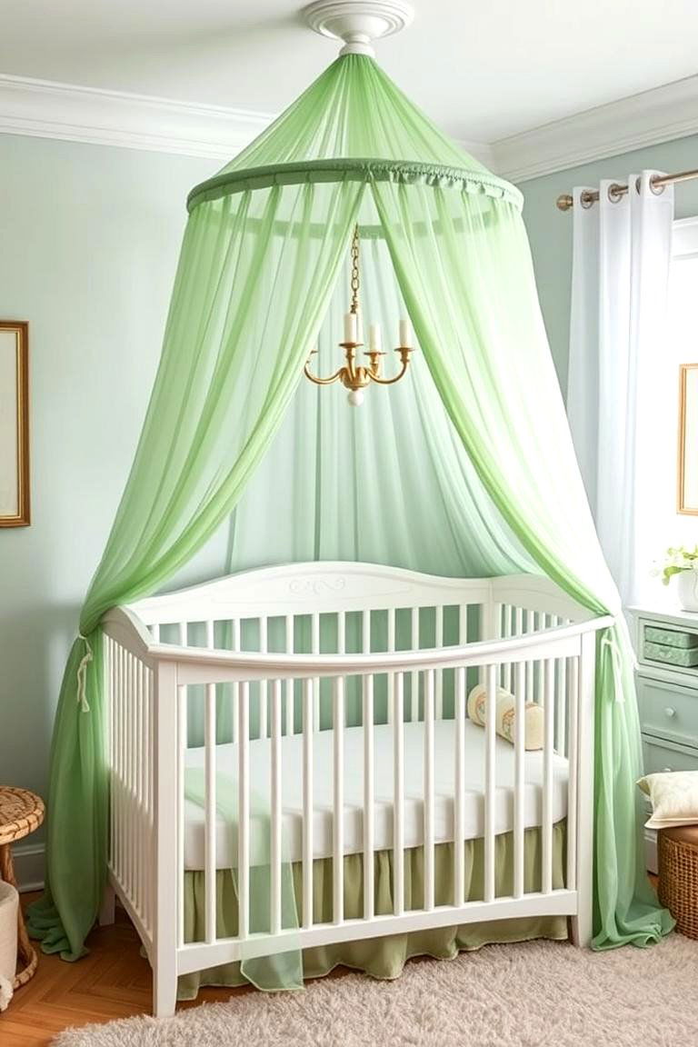 Create a Dreamy Ambiance with a Sage Green Canopy - 24 Sage Green Nursery Ideas