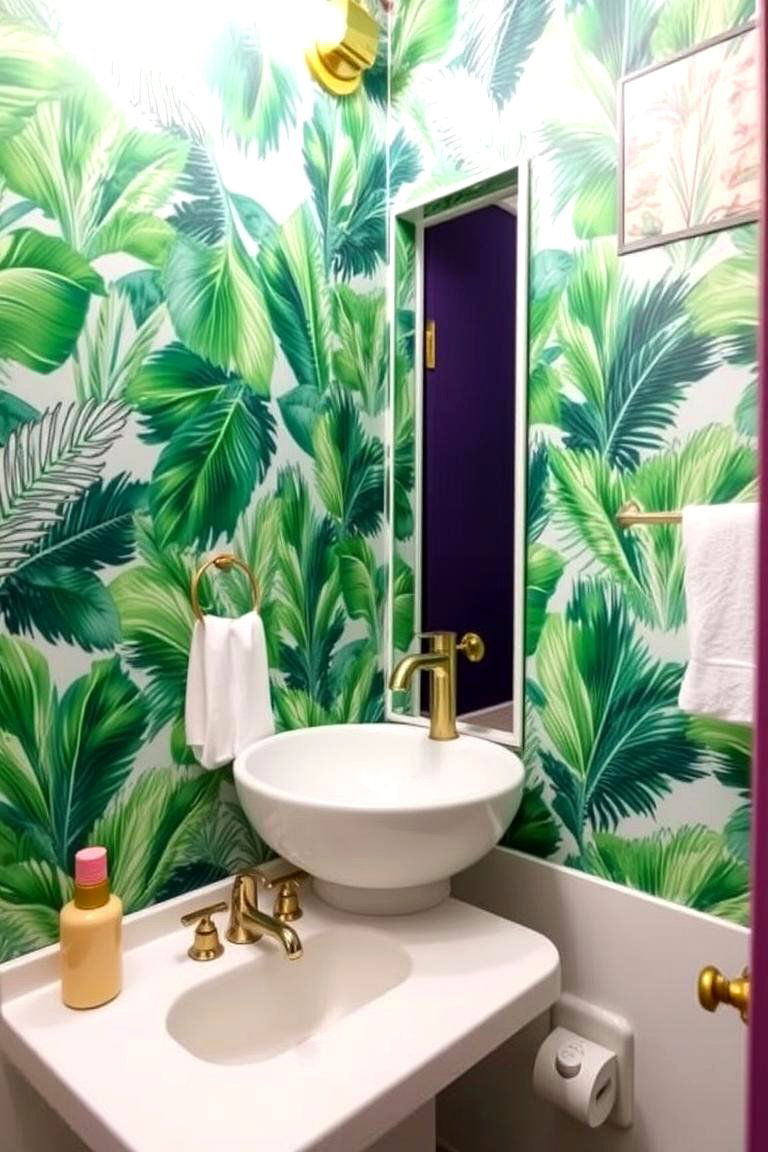 Create a Feature Wall with Wallpaper - 24 Apartment Bathroom Ideas