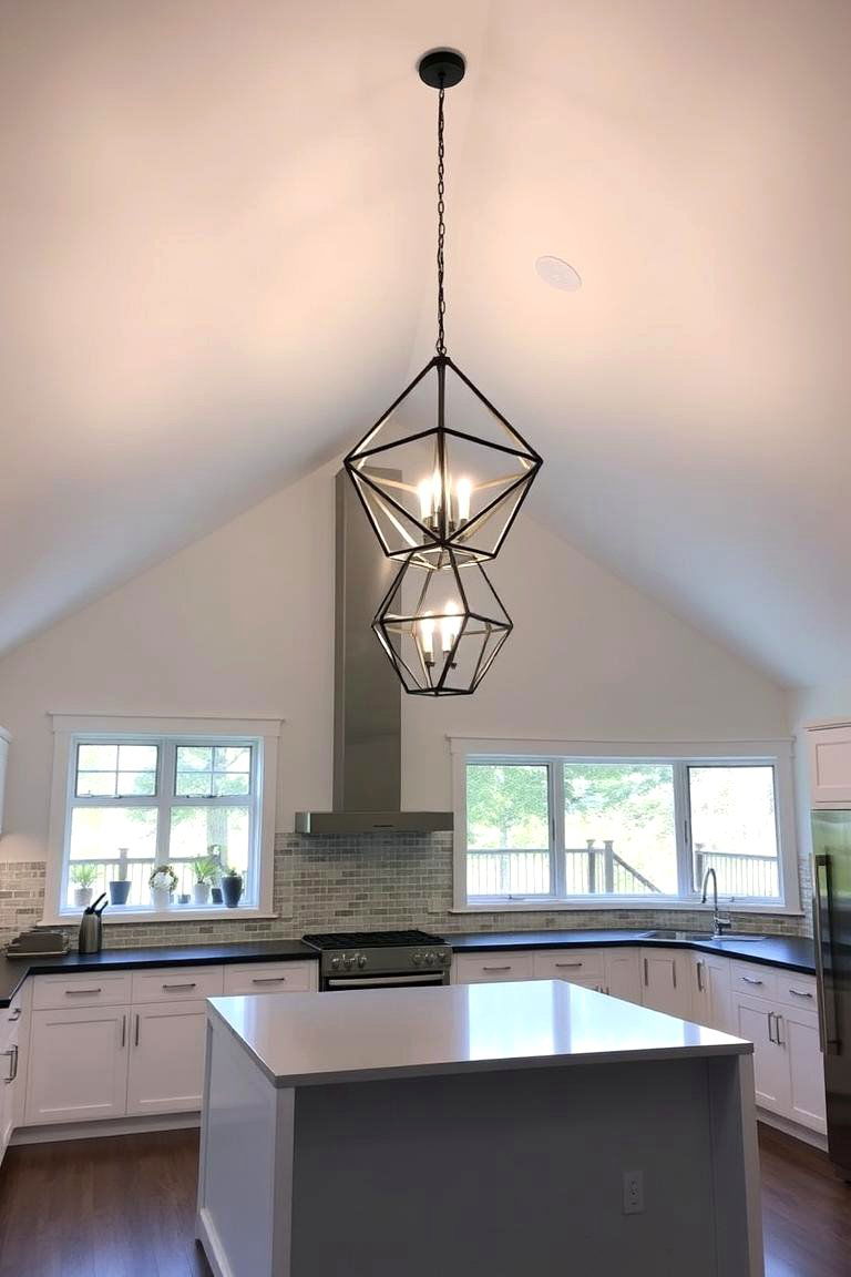 Create a Focal Point with Pendant Lighting - 24 Vaulted Ceiling Kitchen Ideas