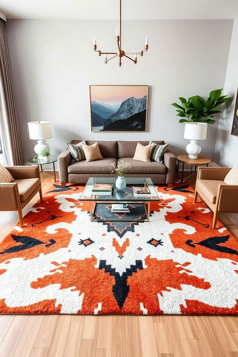 Create a Focal Point with a Statement Rug - 24 Awkward Living Room Layout Ideas