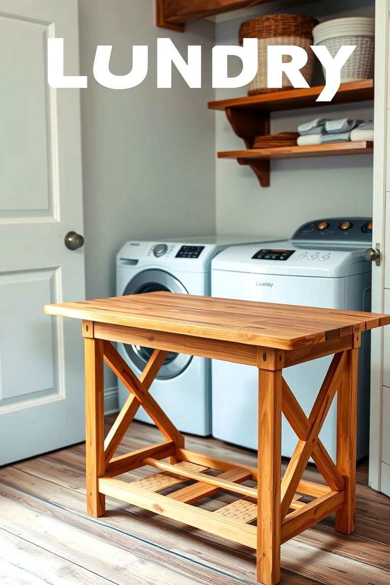 Create a Folding Station with a Wooden Table - 24 Rustic Laundry Room Ideas