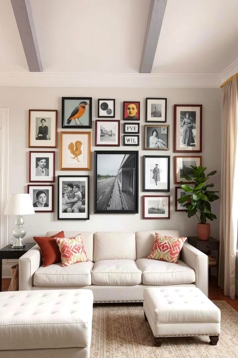 Create a Gallery Wall - 24 Cozy Living Room Ideas