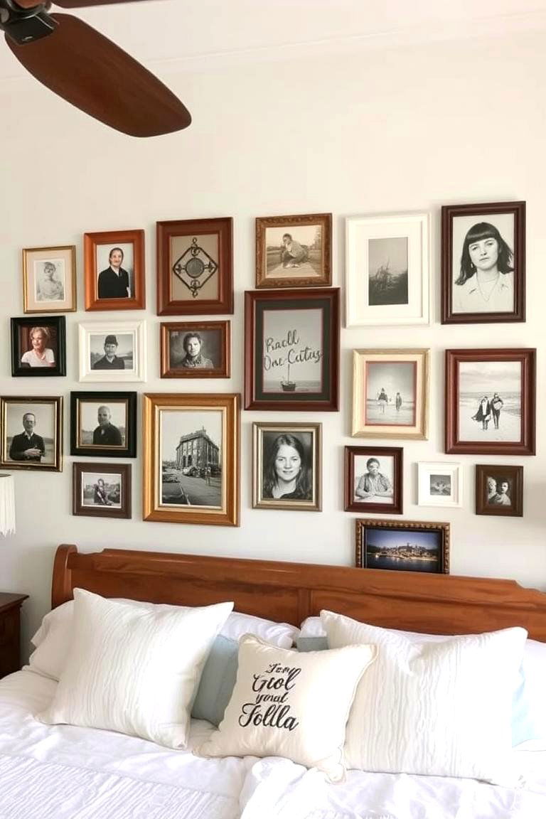 Create a Gallery Wall - 24 Farmhouse Bedroom Ideas