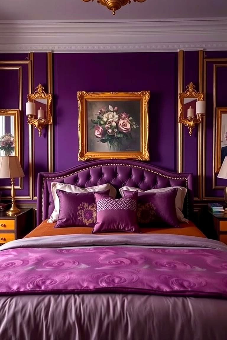 Create a Glamorous Space with Purple and Gold - 24 Purple Bedroom Ideas