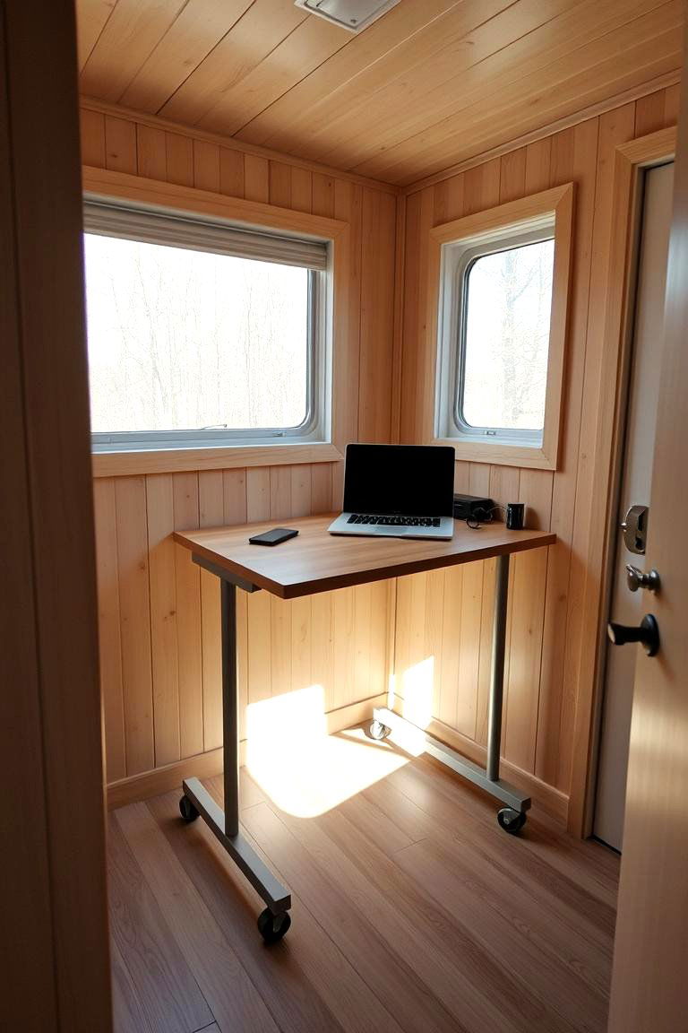 Create a Mobile Workstation - 24 One Room Cabin Interior Design Ideas