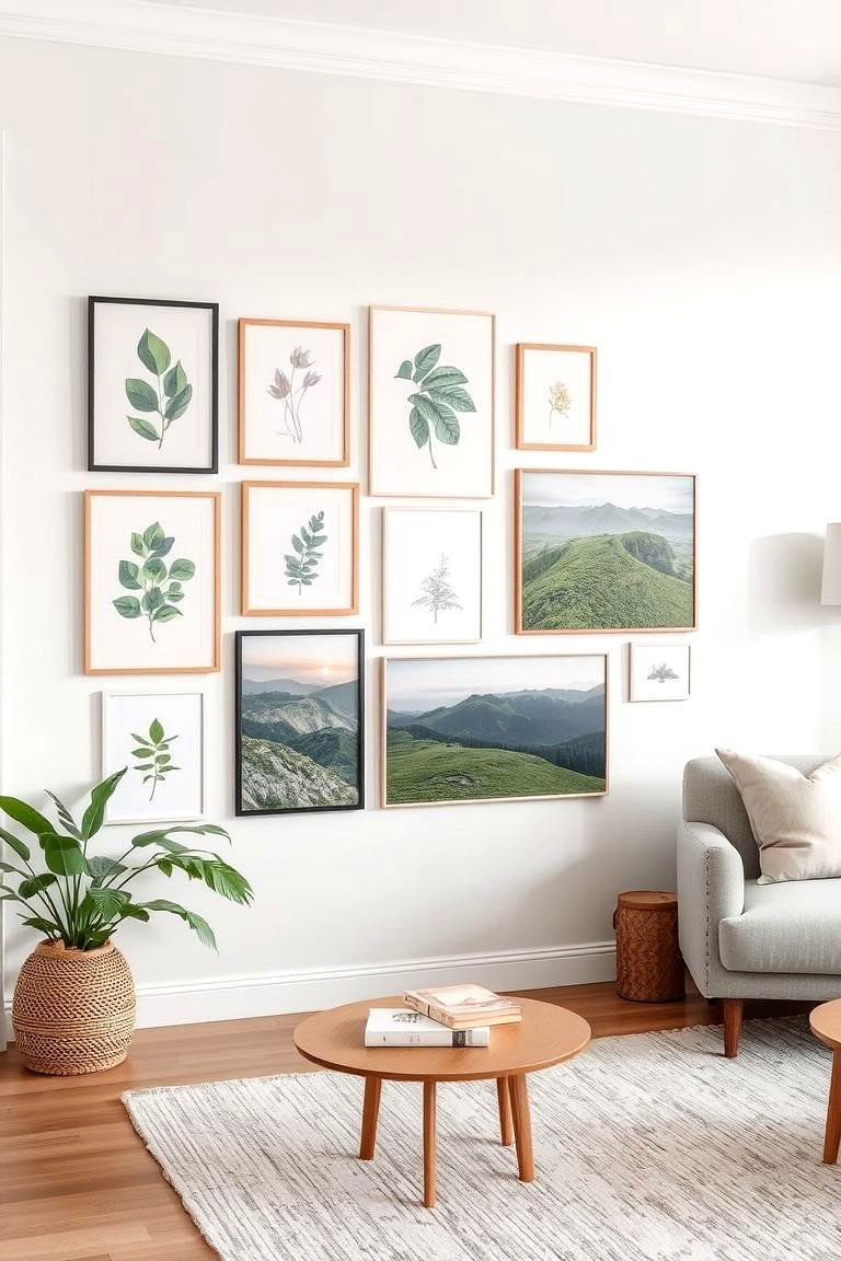 Create a Nature Inspired Gallery Wall - 24 Natural Living Room Ideas