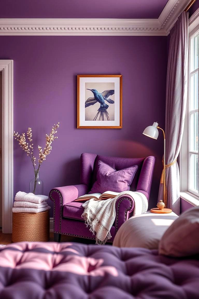 Create a Reading Nook with Purple Comfort - 24 Purple Bedroom Ideas