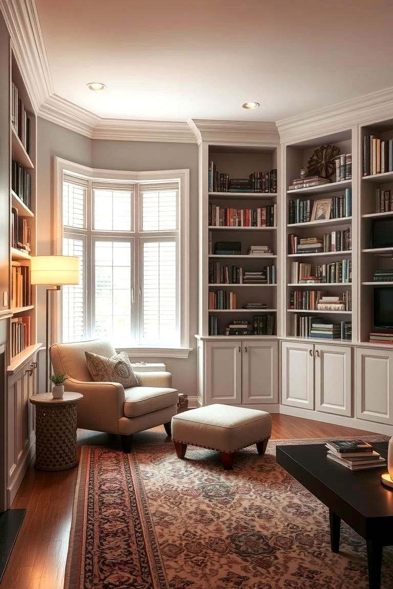 Create a Reading Nook with Shelving - 24 Long Living Room Ideas