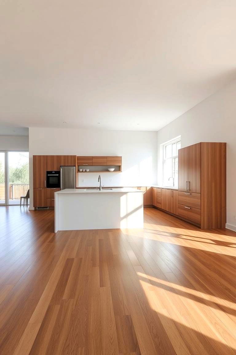 Create a Seamless Flow with Matching Floors - 24 Minimalist Kitchen Ideas