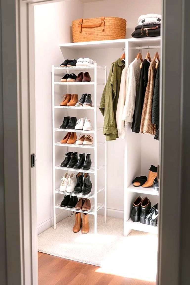 Create a Stylish Shoe Rack Storage System - 24 Entryway Closet Ideas
