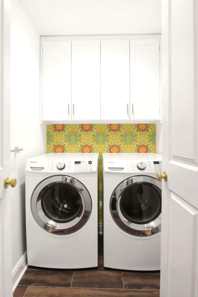 Create a Wallpaper Accent Wall - 24 Laundry Room Decor Ideas