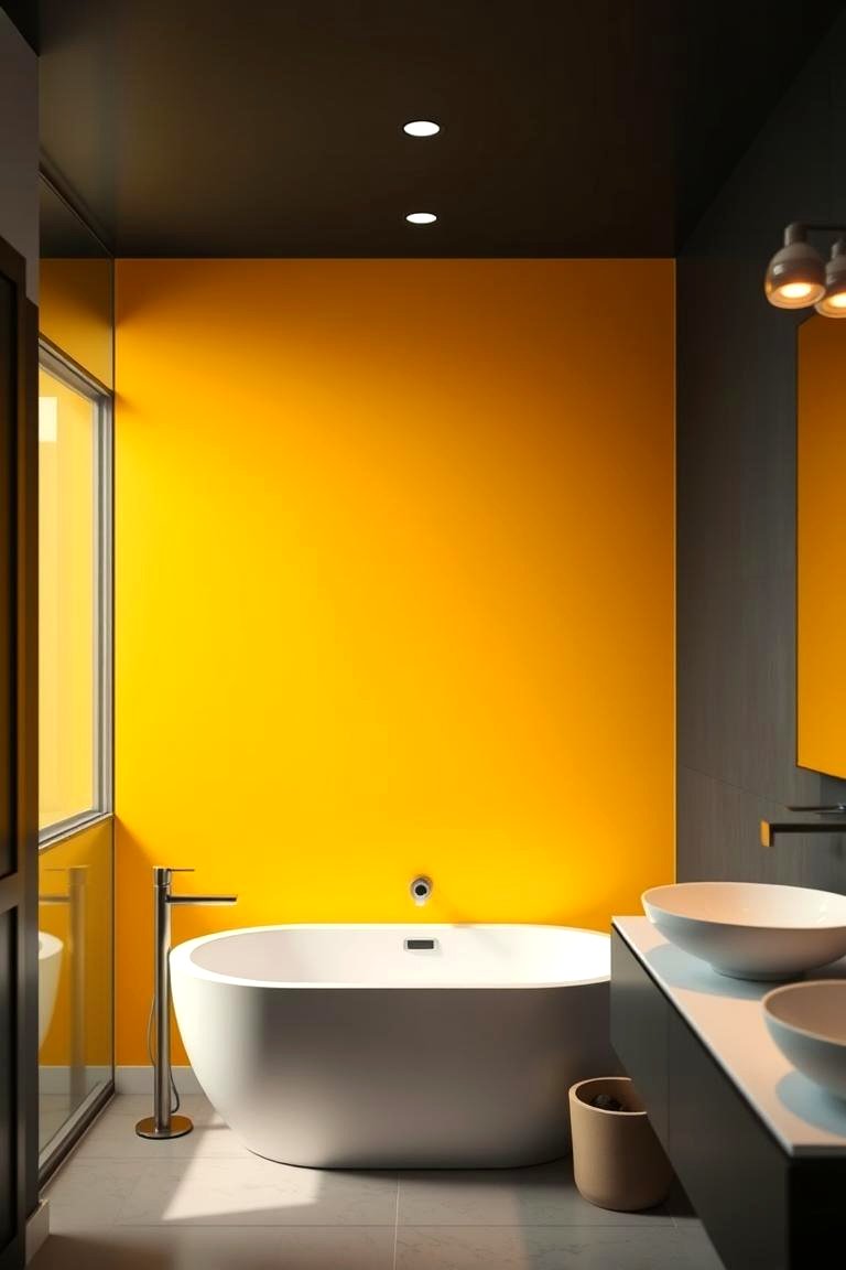 Create a Yellow Accent Wall - 24 Yellow Bathroom Ideas