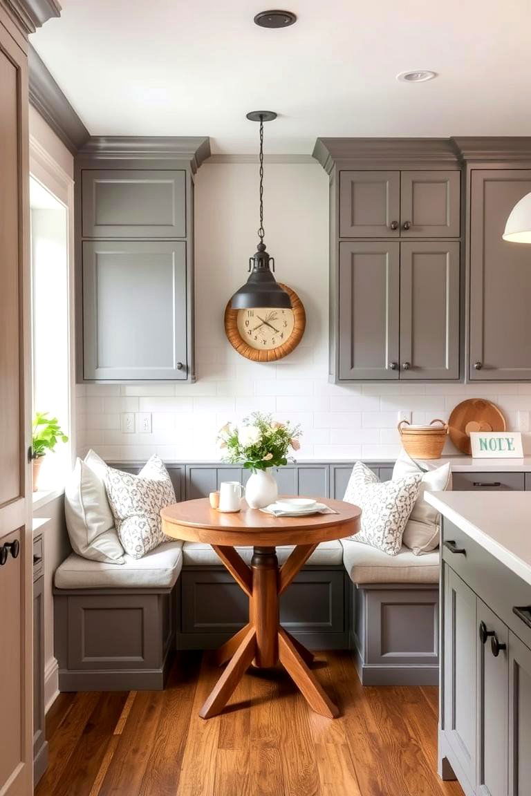 Create an Inviting Breakfast Nook with Gray Cabinets - 24 Farmhouse Kitchen With Gray Cabinets Ideas