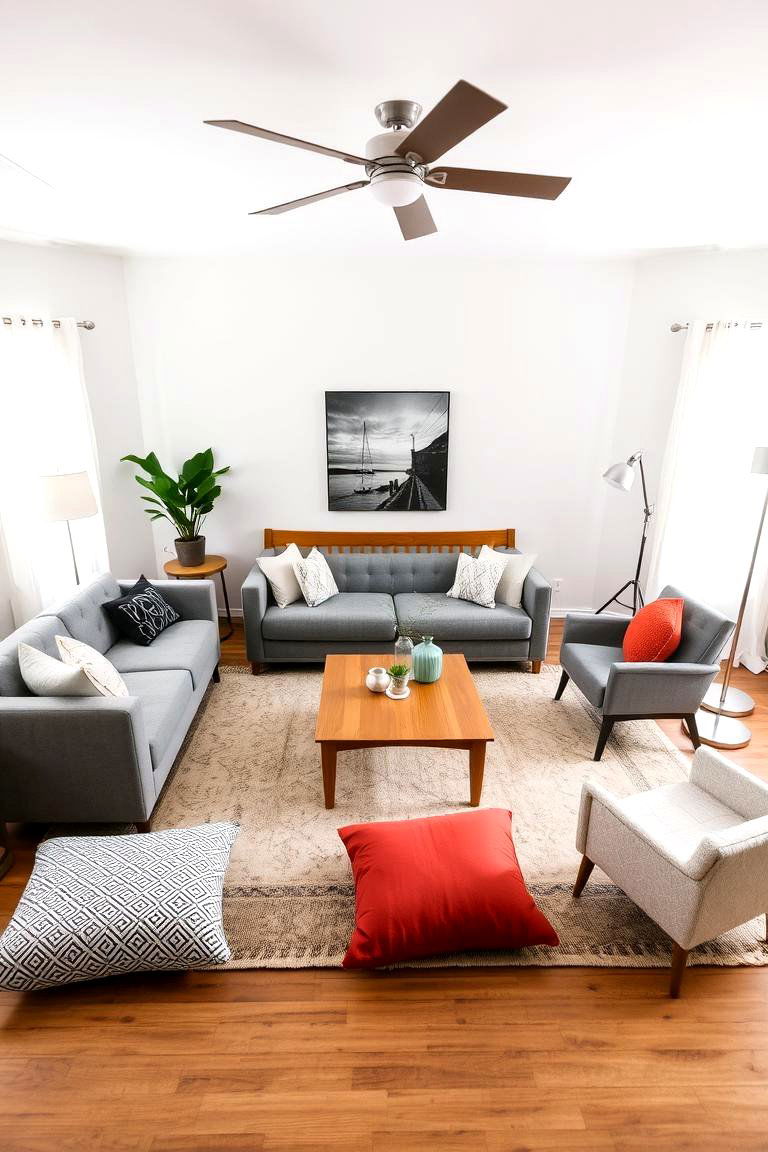 Creating Dynamic Seating with Mixed Options - 24 Living Room Layout Ideas