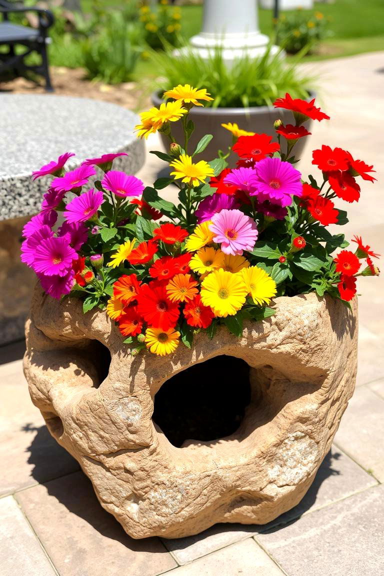 Creating Rock Planters - 24 Rock Landscaping Ideas