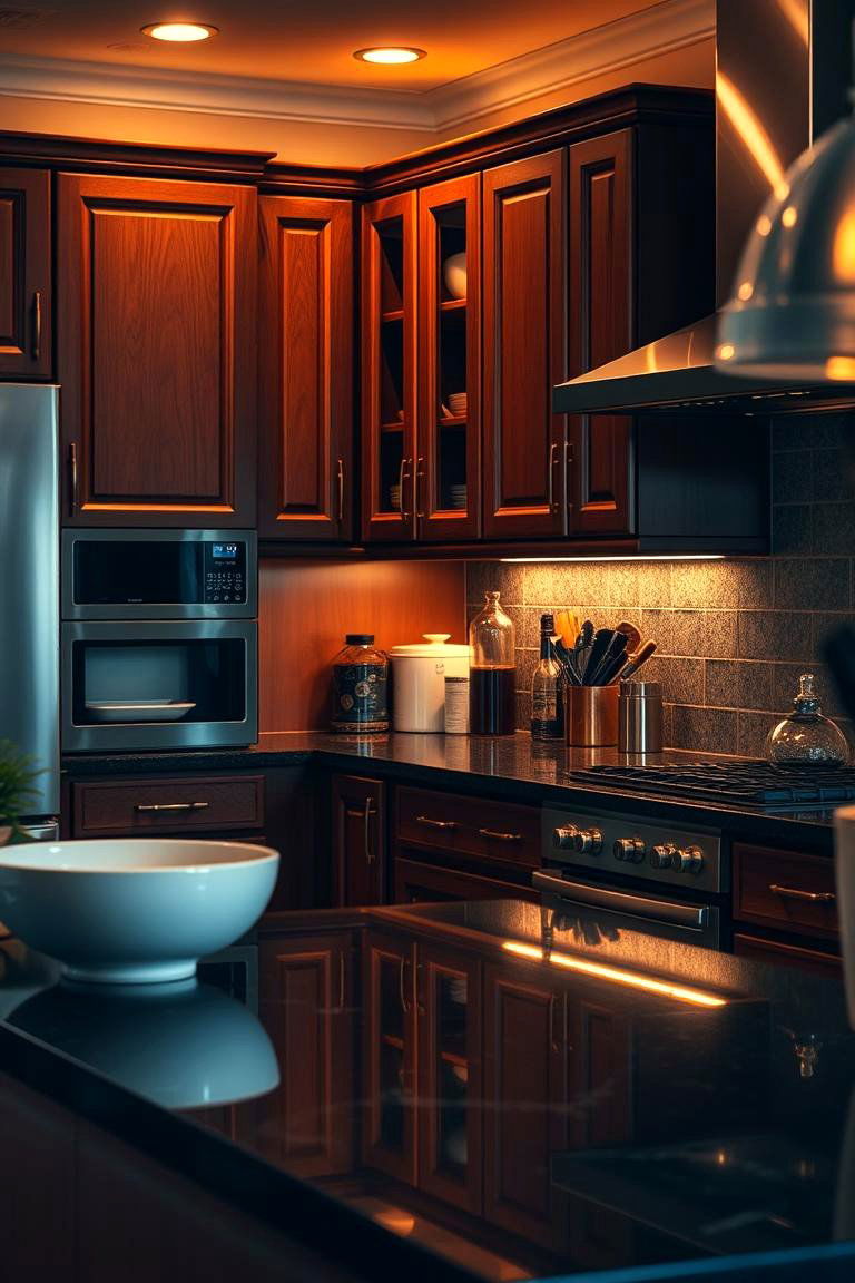 Creating a Cozy Atmosphere - 24 Brown Kitchen Cabinets With Black Countertops