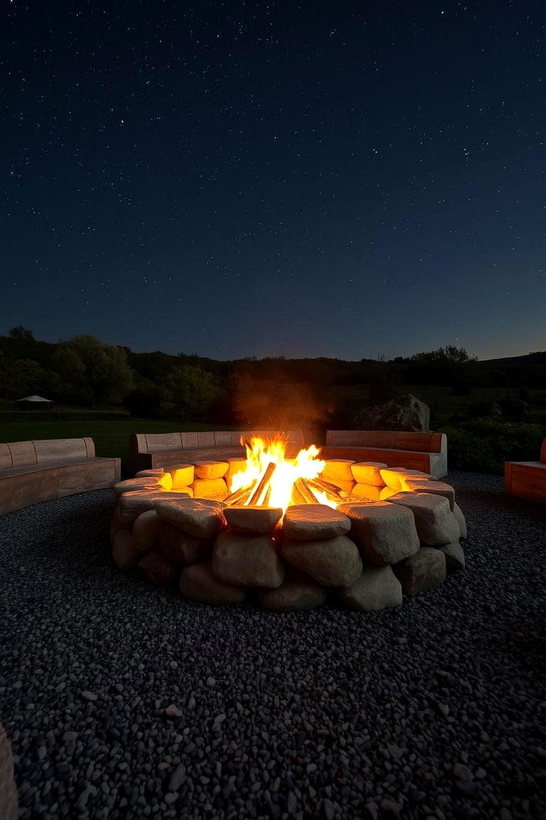 Creating a Cozy Rock Fire Pit Area - 24 Rock Landscaping Ideas
