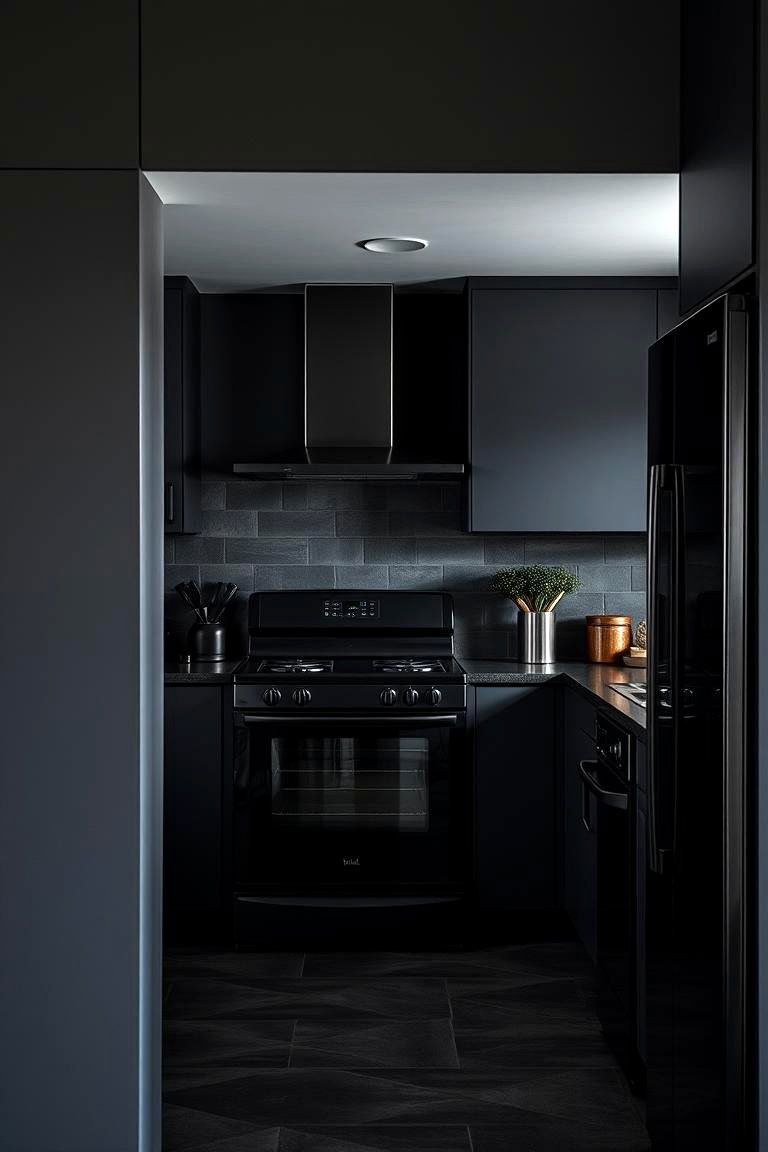 Creating a Dramatic Monochromatic Scheme - 24 Kitchen With Black Appliances