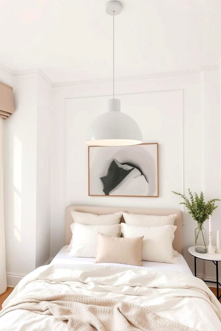 Creating a Focal Point with Lighting - 24 White and Cream Bedroom Ideas