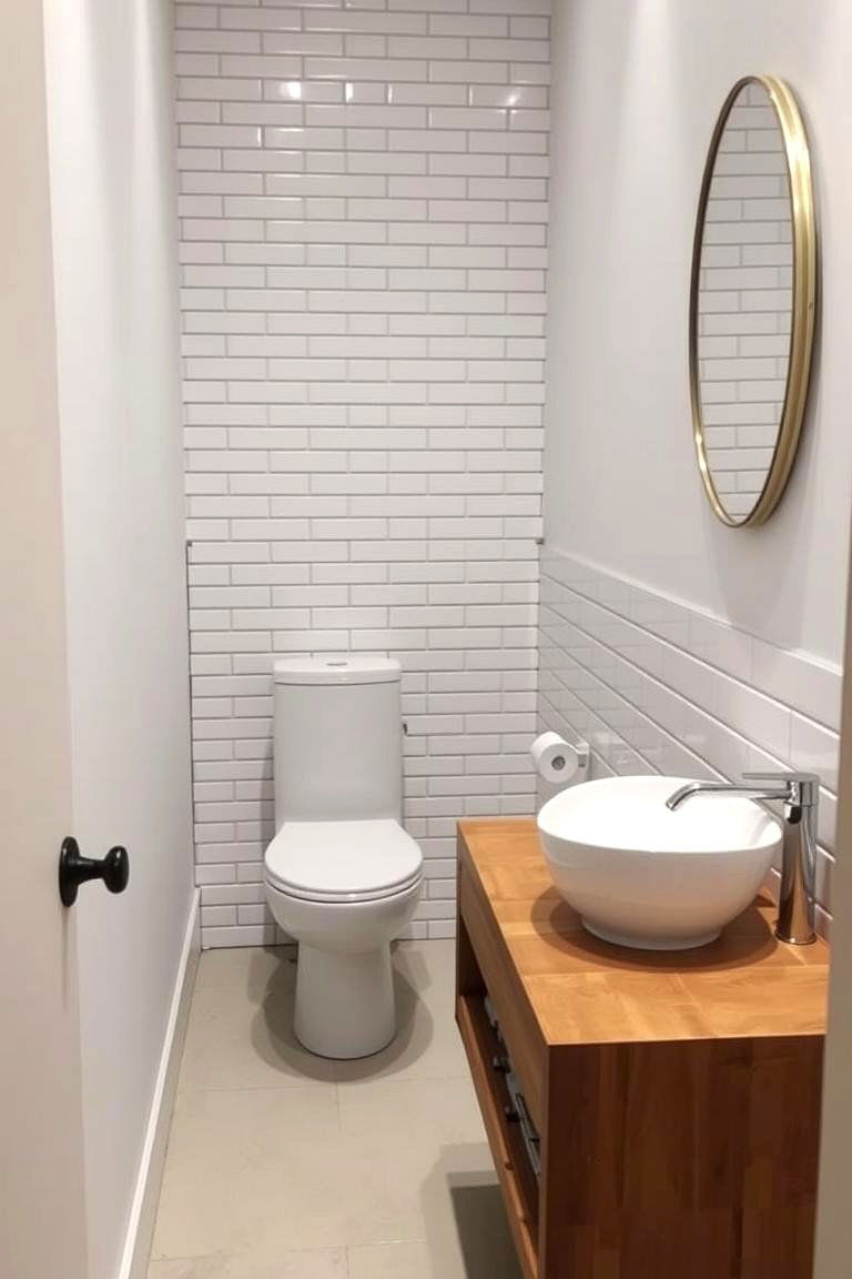 Creating a Half Wall Behind the Toilet and Sink Area - 24 Half-wall Tile Bathroom Ideas