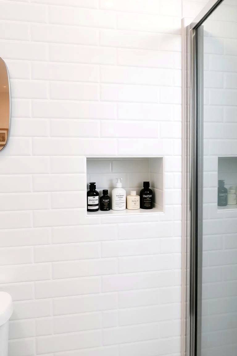 Creating a Half Wall Niche Tiled Inside for Storage - 24 Half-wall Tile Bathroom Ideas