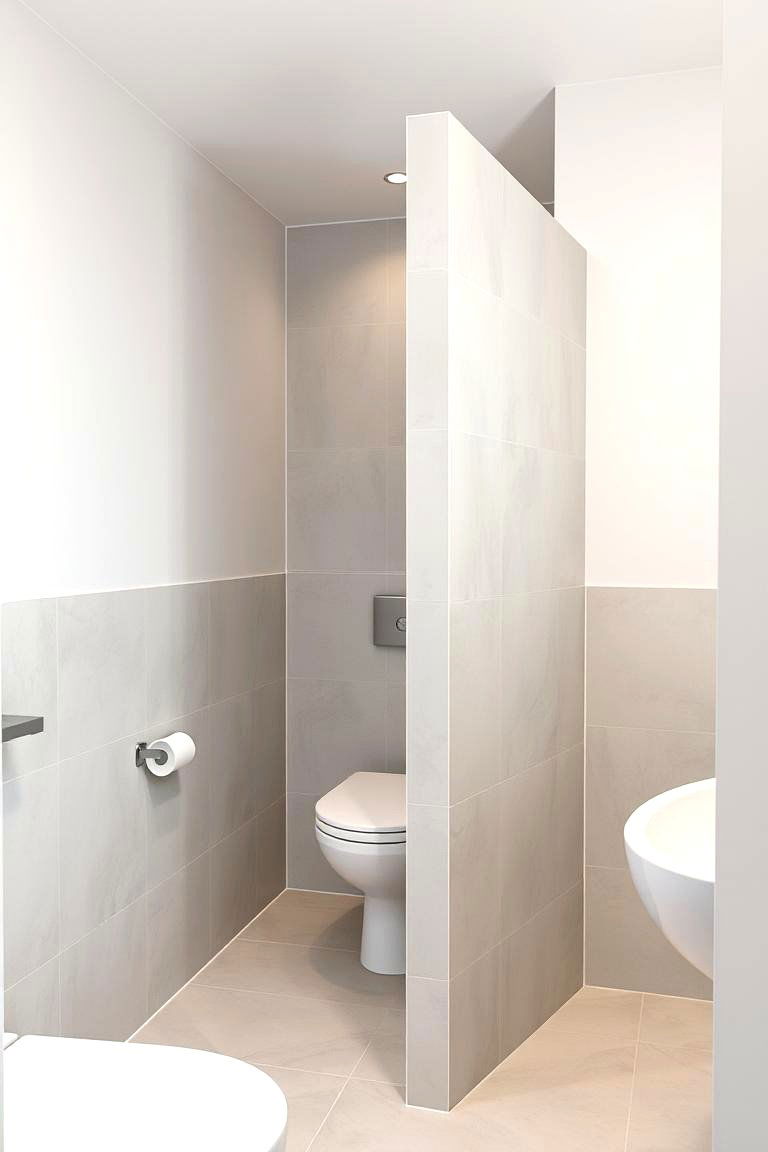 Creating a Half Wall That Partially Encloses the Toilet Area - 24 Half-wall Tile Bathroom Ideas